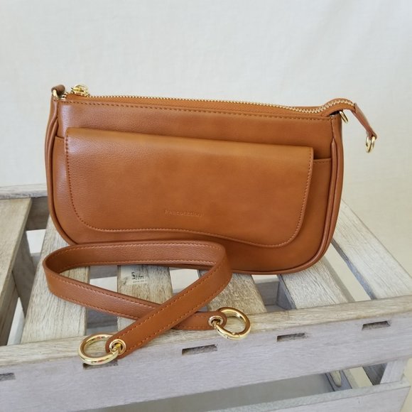 NEW! Brown Faux Leather Purse Shoulder Crossbody Bag w/Detachable Strap - Picture 2 of 14